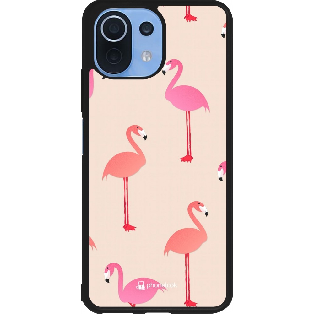 Coque Xiaomi Mi 11 Lite 5G - Silicone rigide noir Pink Flamingos Pattern