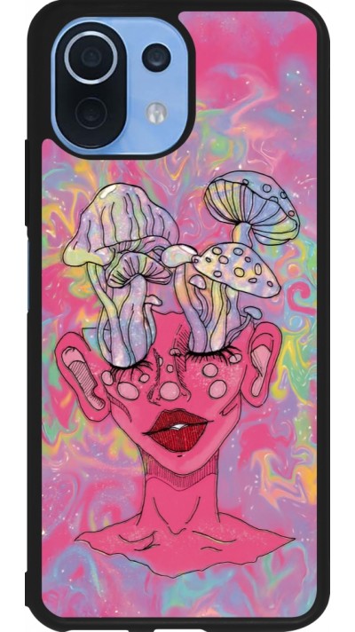 Coque Xiaomi Mi 11 Lite 5G - Silicone rigide noir Psychedelic pink mushroom