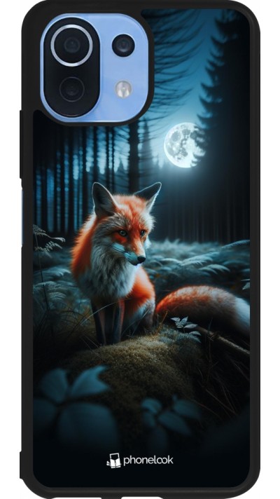 Coque Xiaomi Mi 11 Lite 5G - Silicone rigide noir Renard lune forêt