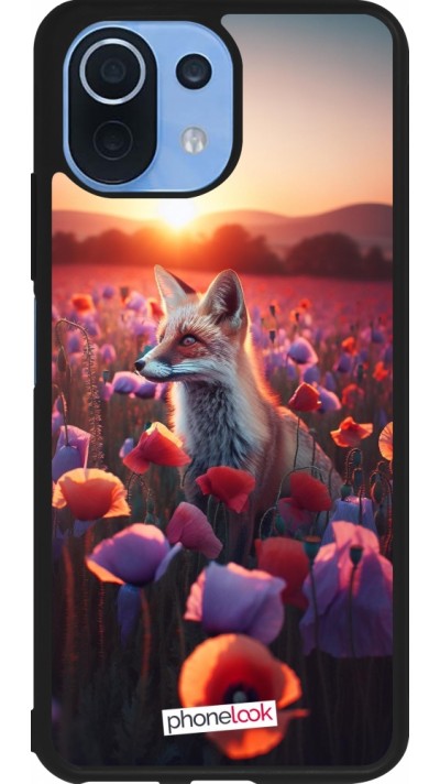 Xiaomi Mi 11 Lite 5G Case Hülle - Silikon schwarz Purpurroter Fuchs bei Dammerung