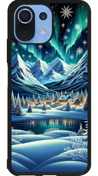 Coque Xiaomi Mi 11 Lite 5G - Silicone rigide noir Snowy Mountain Village Lake night