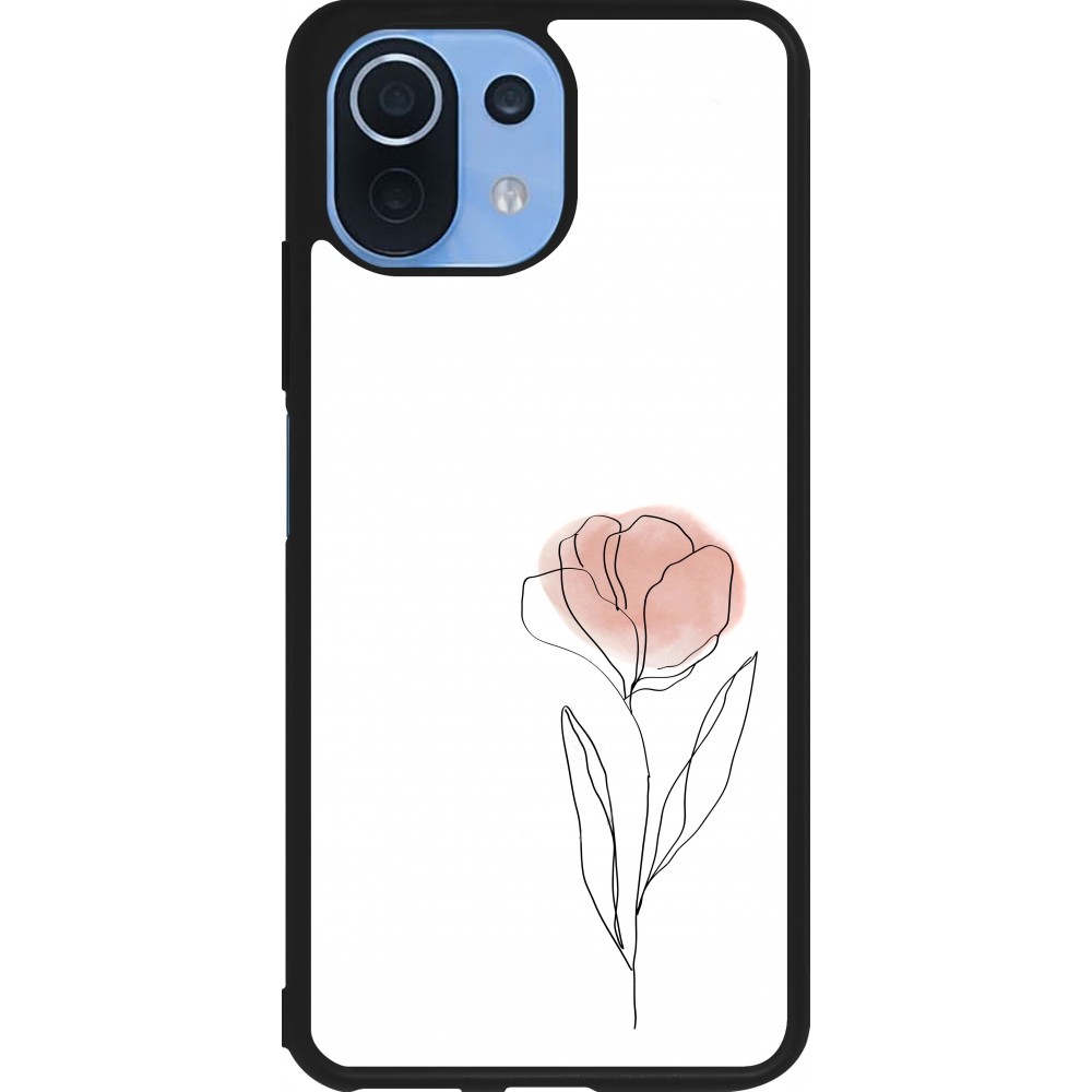 Xiaomi Mi 11 Lite 5G Case Hülle - Silikon schwarz Spring 23 minimalist flower