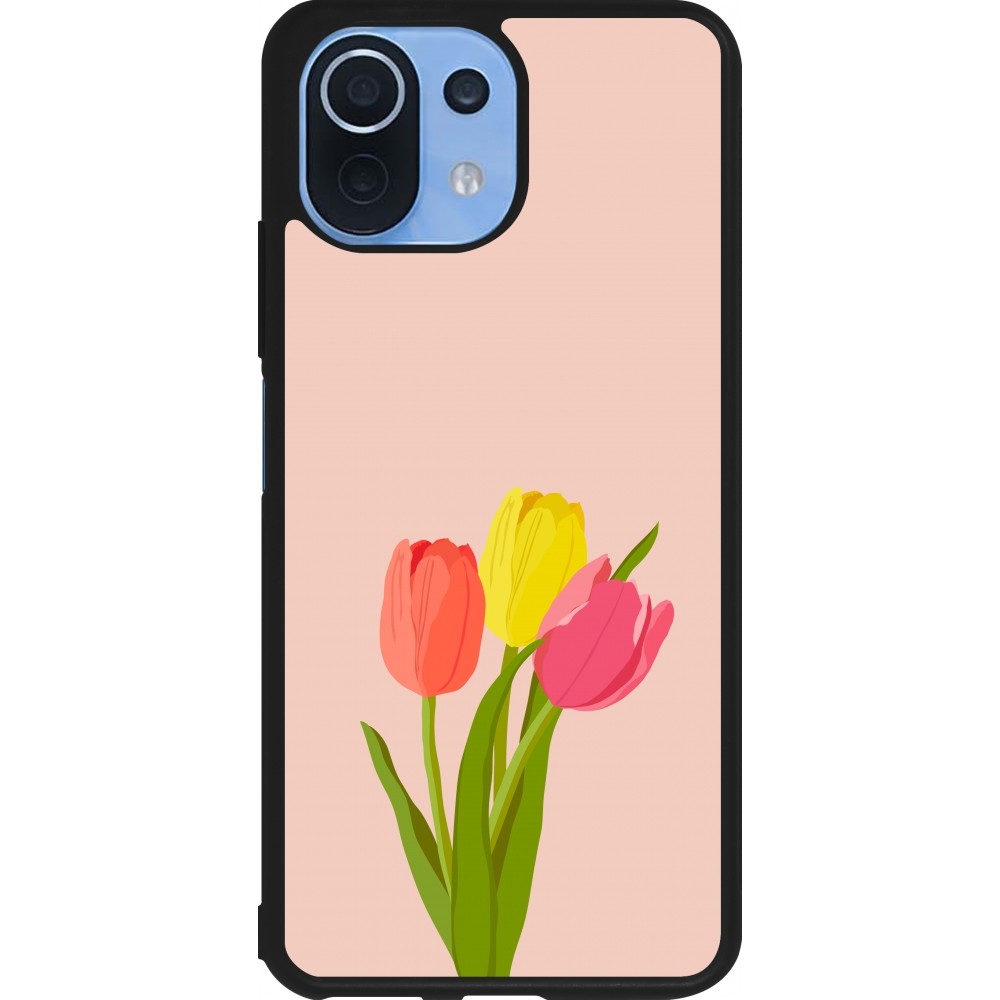 Xiaomi Mi 11 Lite 5G Case Hülle - Silikon schwarz Spring 23 tulip trio