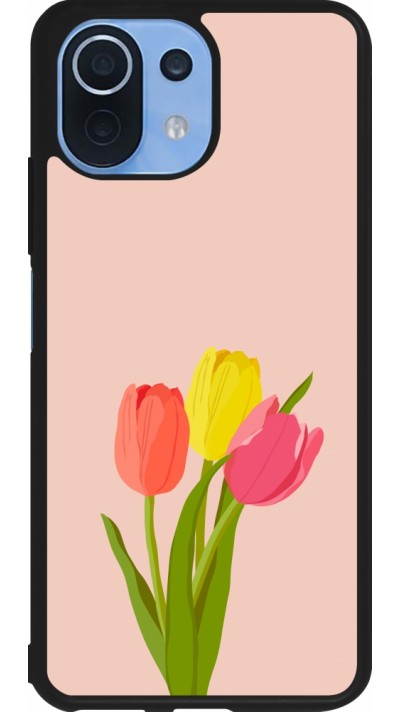 Coque Xiaomi Mi 11 Lite 5G - Silicone rigide noir Spring 23 tulip trio