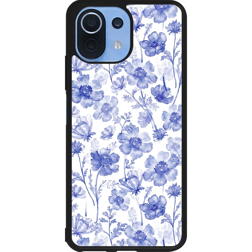 Xiaomi Mi 11 Lite 5G Case Hülle - Silikon schwarz Spring 23 watercolor blue flowers