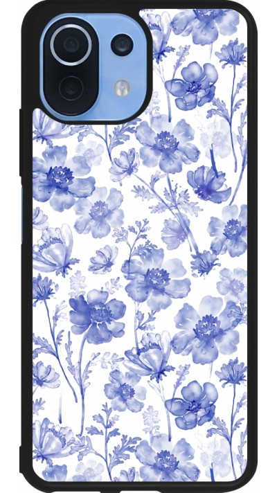 Coque Xiaomi Mi 11 Lite 5G - Silicone rigide noir Spring 23 watercolor blue flowers