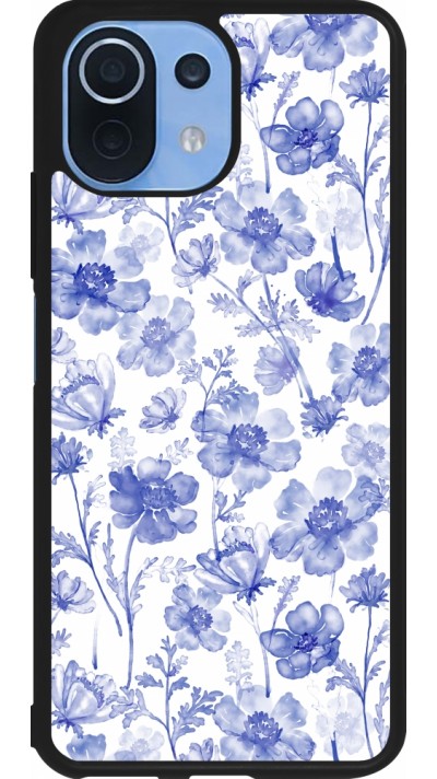 Xiaomi Mi 11 Lite 5G Case Hülle - Silikon schwarz Spring 23 watercolor blue flowers