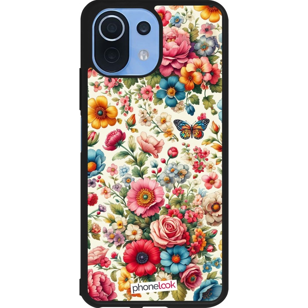 Coque Xiaomi Mi 11 Lite 5G - Silicone rigide noir Spring 25 printemps fleuri