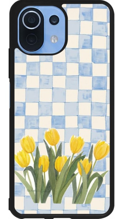 Coque Xiaomi Mi 11 Lite 5G - Silicone rigide noir Blue vichy tulips Spring 2026