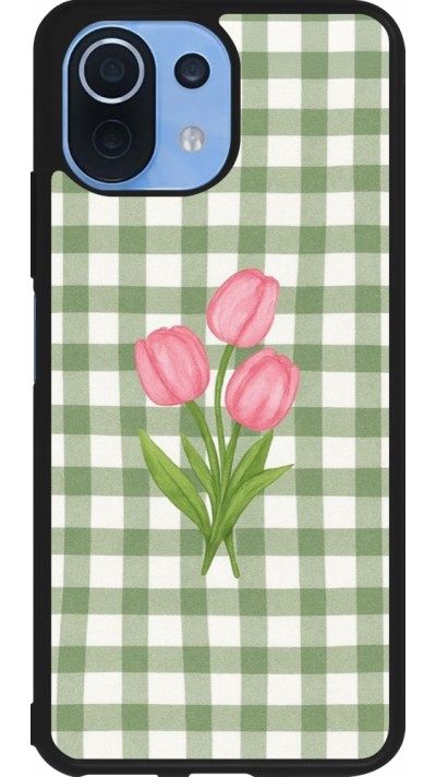 Coque Xiaomi Mi 11 Lite 5G - Silicone rigide noir Green vichy tulips Spring 2026