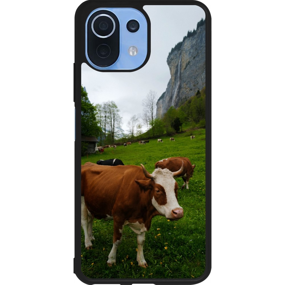 Coque Xiaomi Mi 11 Lite 5G - Silicone rigide noir Fête Nationale Suisse Vaches