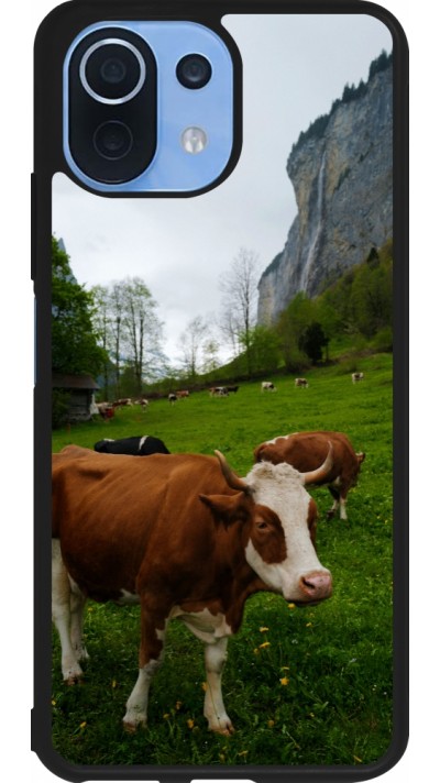 Coque Xiaomi Mi 11 Lite 5G - Silicone rigide noir Fête Nationale Suisse Vaches