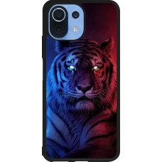 Coque Xiaomi Mi 11 Lite 5G - Silicone rigide noir Tiger Blue Red