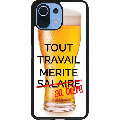 Coque Xiaomi Mi 11 Lite 5G - Silicone rigide noir Tout travail mérite sa bière