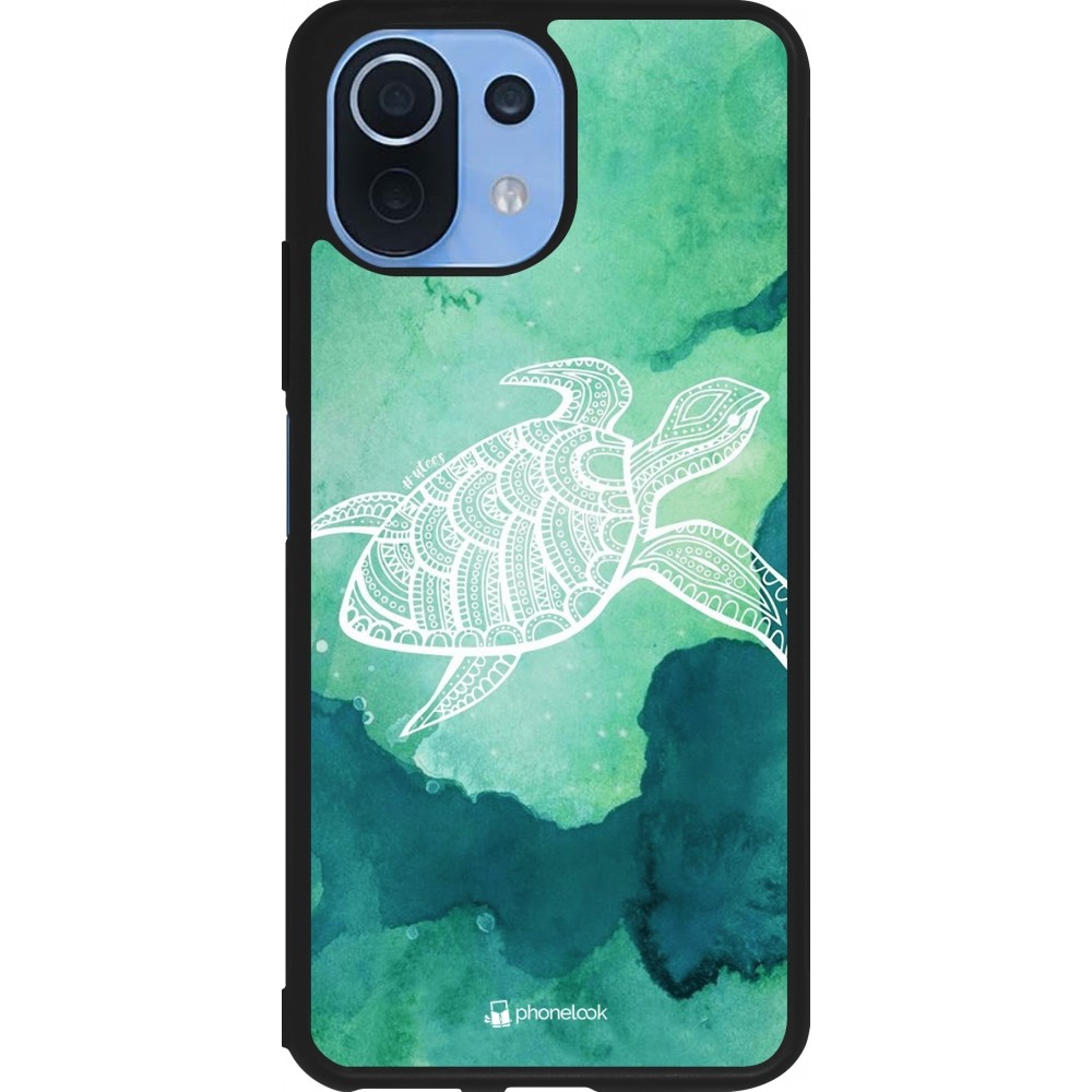 Xiaomi Mi 11 Lite 5G Case Hülle - Silikon schwarz Turtle Aztec Watercolor