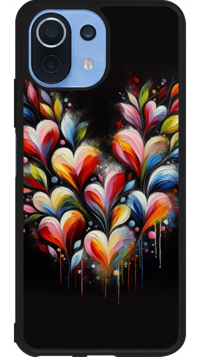 Coque Xiaomi Mi 11 Lite 5G - Silicone rigide noir Valentine 2024 Coeur Noir Abstrait