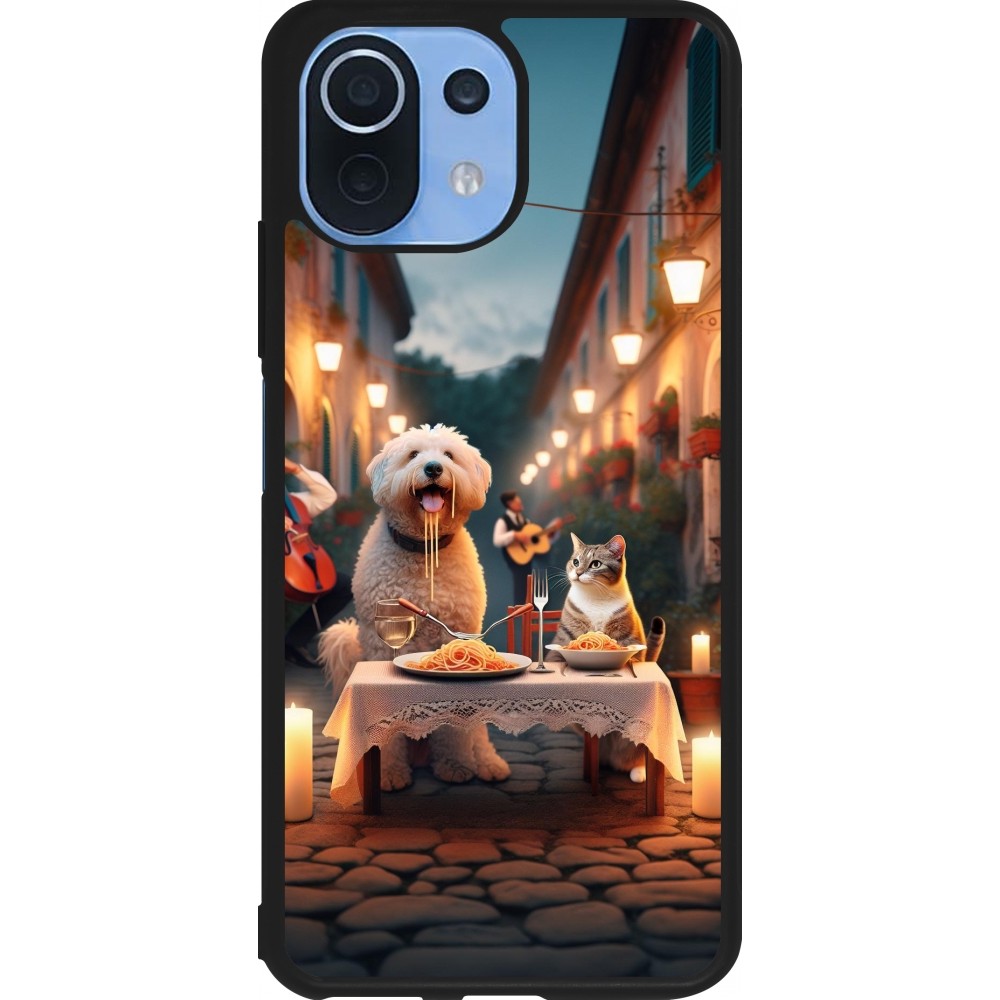 Coque Xiaomi Mi 11 Lite 5G - Silicone rigide noir Valentine 2024 Dog & Cat Candlelight