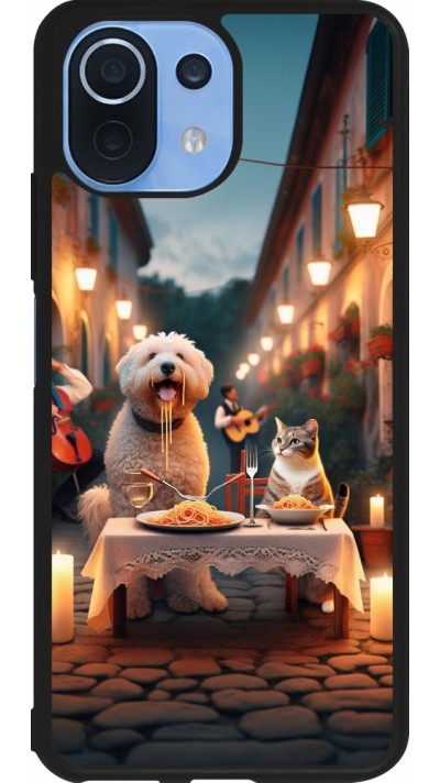 Coque Xiaomi Mi 11 Lite 5G - Silicone rigide noir Valentine 2024 Dog & Cat Candlelight