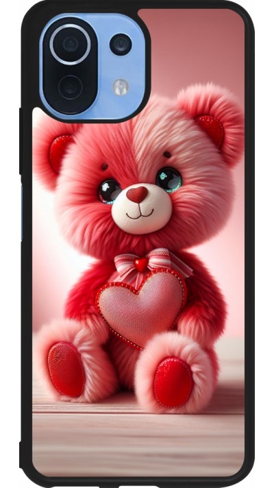 Coque Xiaomi Mi 11 Lite 5G - Silicone rigide noir Valentine 2024 Ourson rose