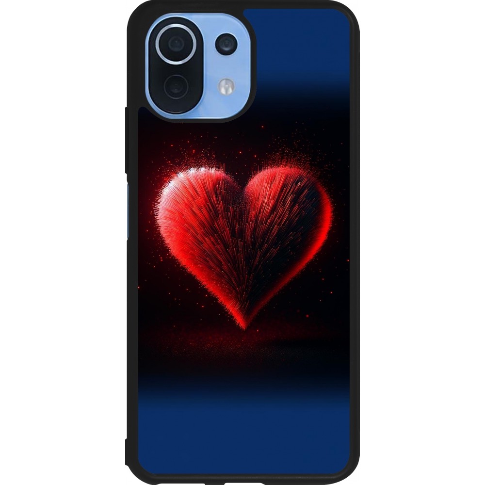 Xiaomi Mi 11 Lite 5G Case Hülle - Silikon schwarz Valentin 2025 rotes Herz