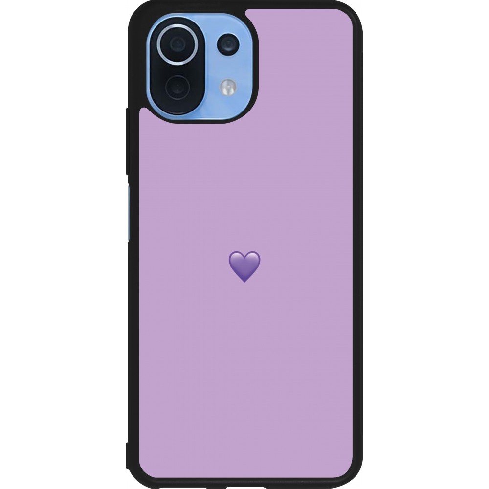 Coque Xiaomi Mi 11 Lite 5G - Silicone rigide noir Valentine 2023 purpule single heart