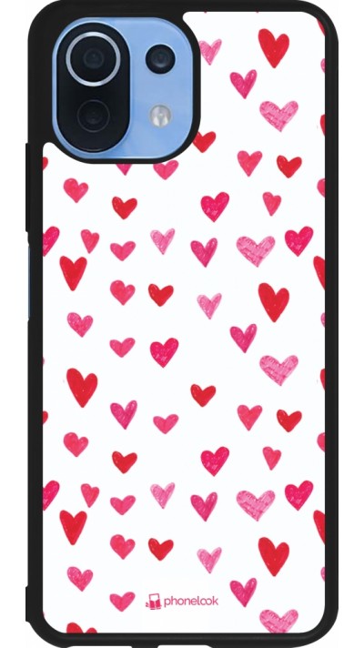 Coque Xiaomi Mi 11 Lite 5G - Silicone rigide noir Valentine 2022 Many pink hearts