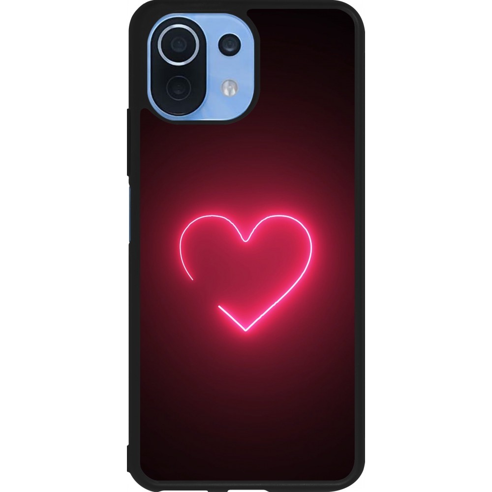 Xiaomi Mi 11 Lite 5G Case Hülle - Silikon schwarz Valentine 2023 single neon heart