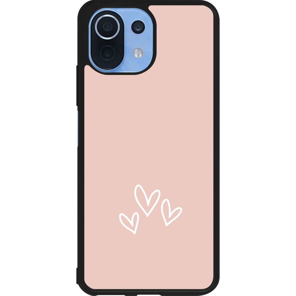 Coque Xiaomi Mi 11 Lite 5G - Silicone rigide noir Valentine 2023 three minimalist hearts