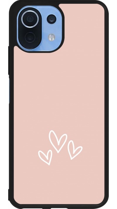 Coque Xiaomi Mi 11 Lite 5G - Silicone rigide noir Valentine 2023 three minimalist hearts