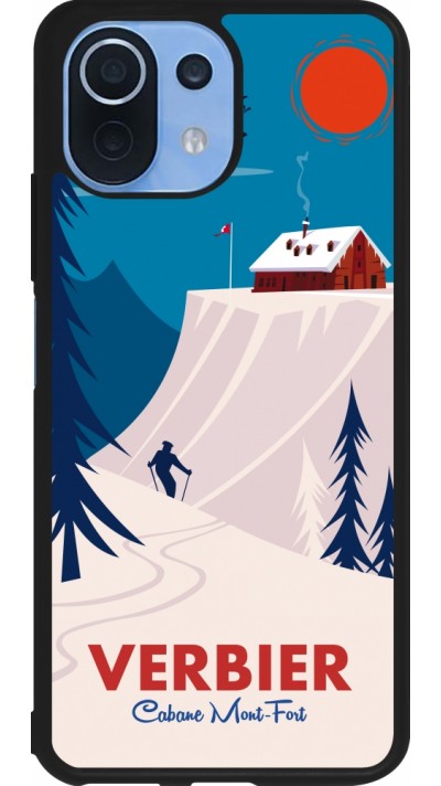 Coque Xiaomi Mi 11 Lite 5G - Silicone rigide noir Verbier Cabane Mont-Fort