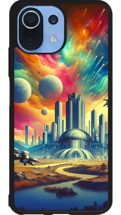 Coque Xiaomi Mi 11 Lite 5G - Silicone rigide noir Ville extra-dôme futuriste
