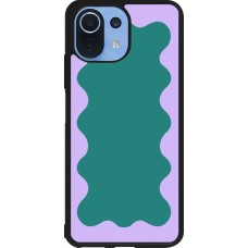 Xiaomi Mi 11 Lite 5G Case Hülle - Silikon schwarz Wavy Rectangle Green Purple