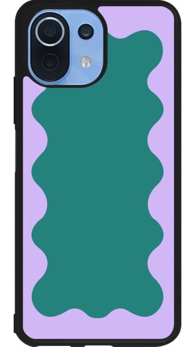 Coque Xiaomi Mi 11 Lite 5G - Silicone rigide noir Wavy Rectangle Green Purple