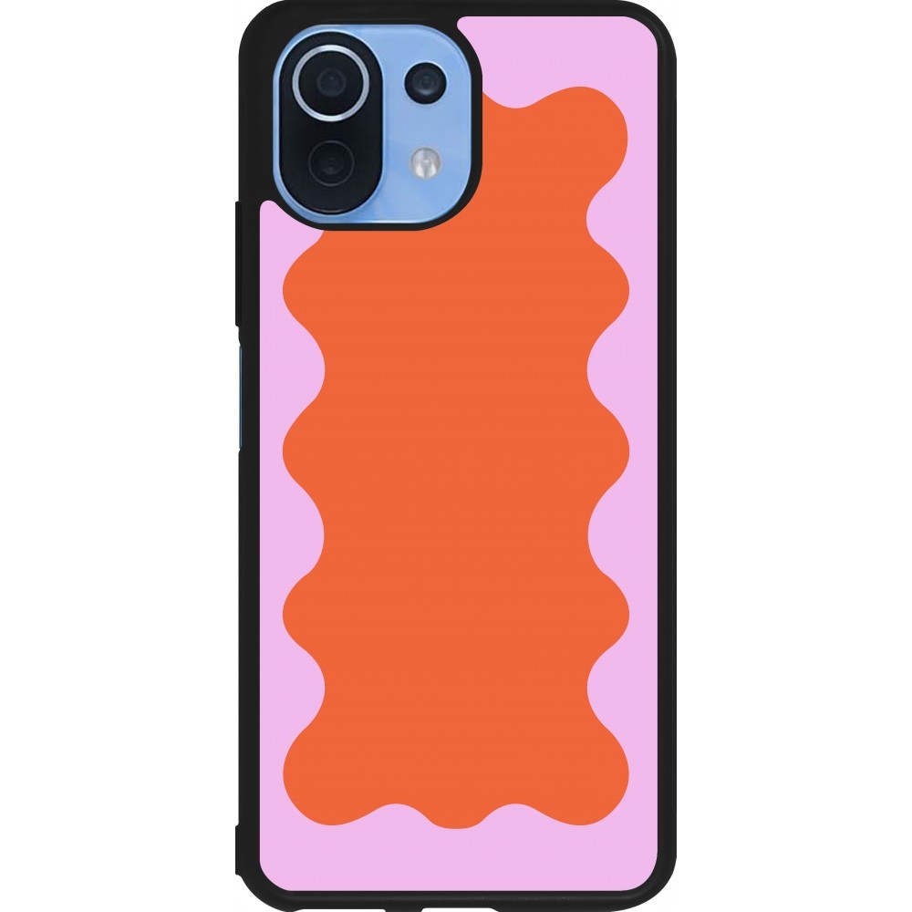 Coque Xiaomi Mi 11 Lite 5G - Silicone rigide noir Wavy Rectangle Orange Pink
