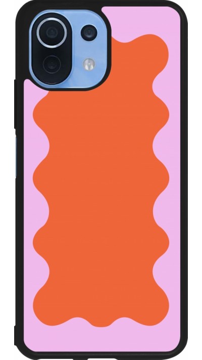 Coque Xiaomi Mi 11 Lite 5G - Silicone rigide noir Wavy Rectangle Orange Pink