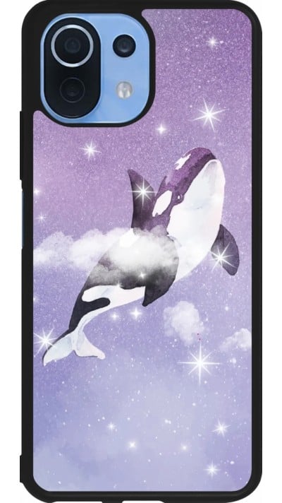 Coque Xiaomi Mi 11 Lite 5G - Silicone rigide noir Whale in sparking stars