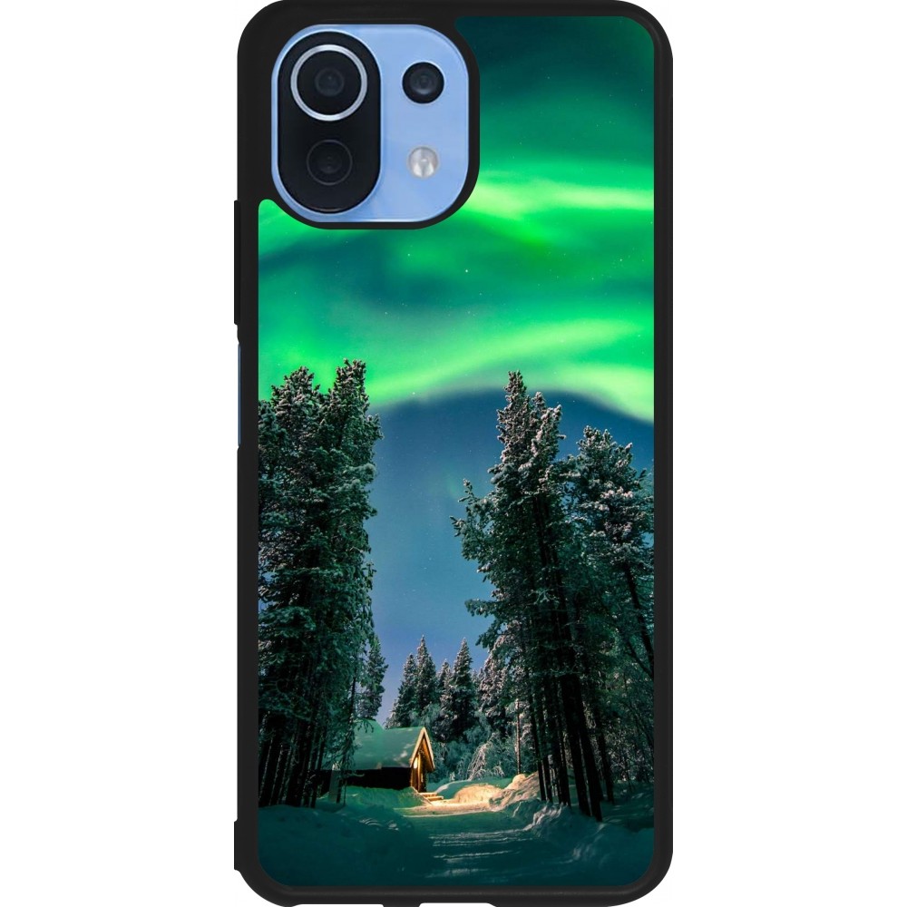 Xiaomi Mi 11 Lite 5G Case Hülle - Silikon schwarz Winter 22 Northern Lights