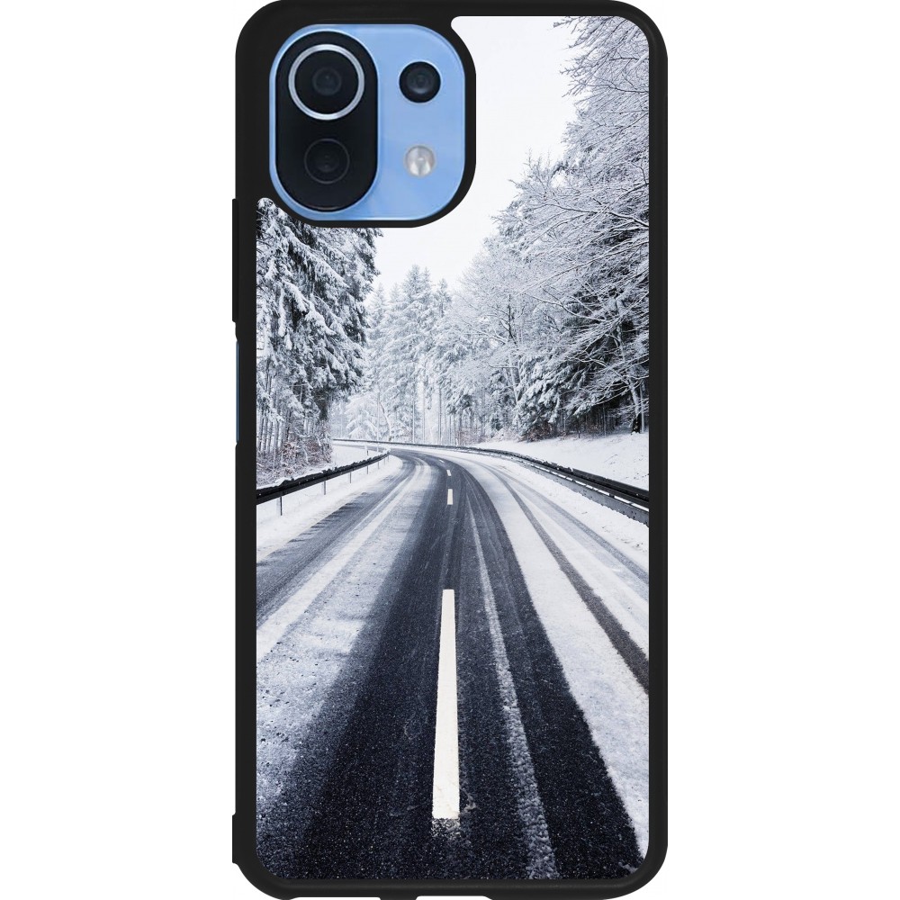 Xiaomi Mi 11 Lite 5G Case Hülle - Silikon schwarz Winter 22 Snowy Road