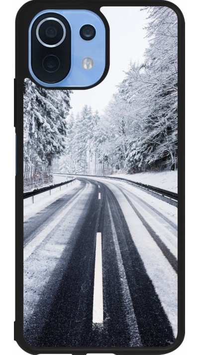 Coque Xiaomi Mi 11 Lite 5G - Silicone rigide noir Winter 22 Snowy Road