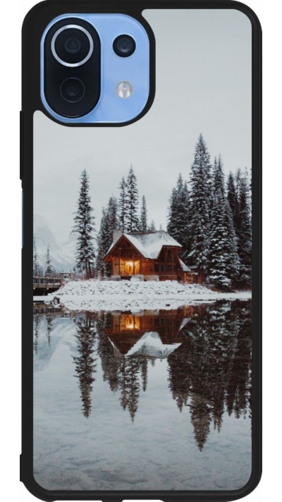 Coque Xiaomi Mi 11 Lite 5G - Silicone rigide noir Winter 25 Winter house forest afternoon