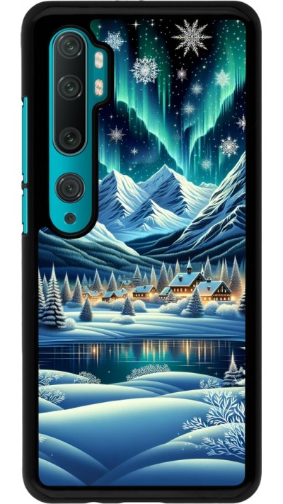 Xiaomi Mi Note 10 / Note 10 Pro Case Hülle - Verschneites Bergdorf am See in der Nacht