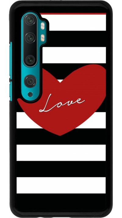 Coque Xiaomi Mi Note 10 / Note 10 Pro - Valentine 2023 heart black and white lines