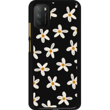 Coque Xiaomi Poco M3 - Easter 2024 white on black flower