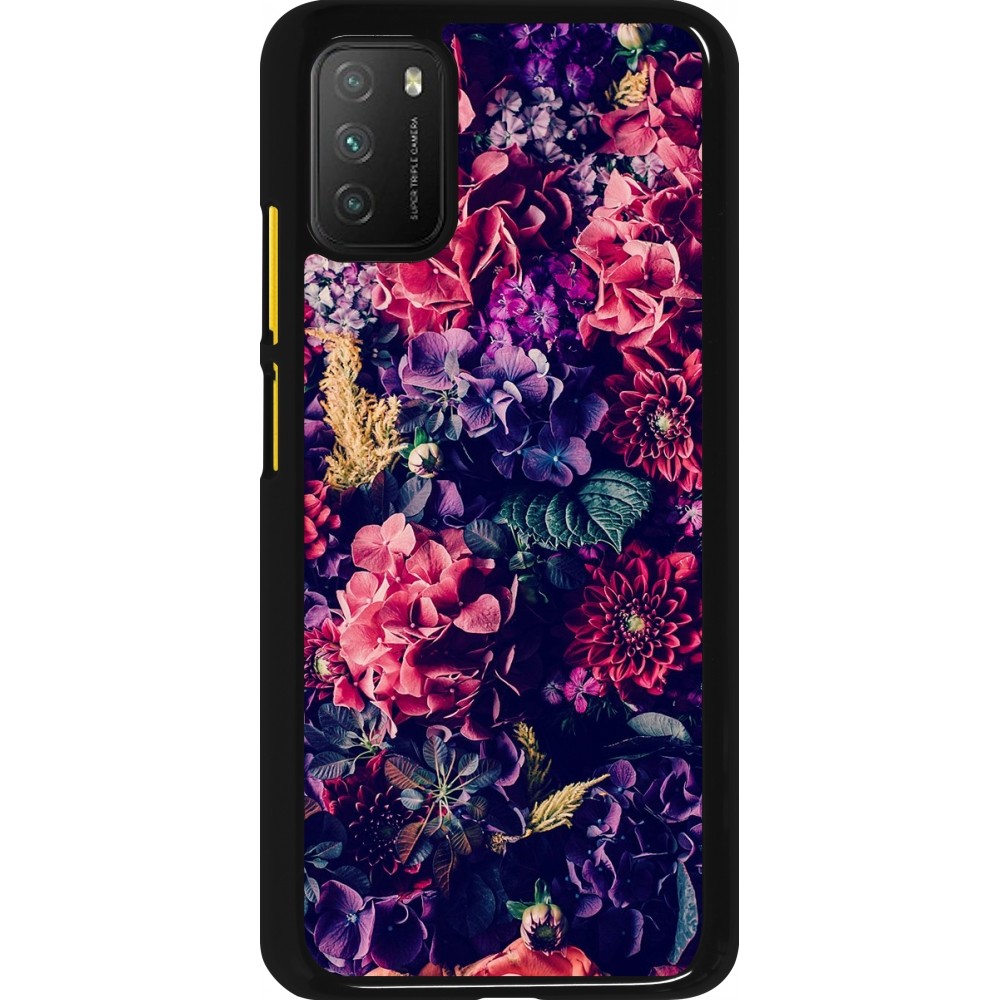 Coque Xiaomi Poco M3 - Flowers Dark