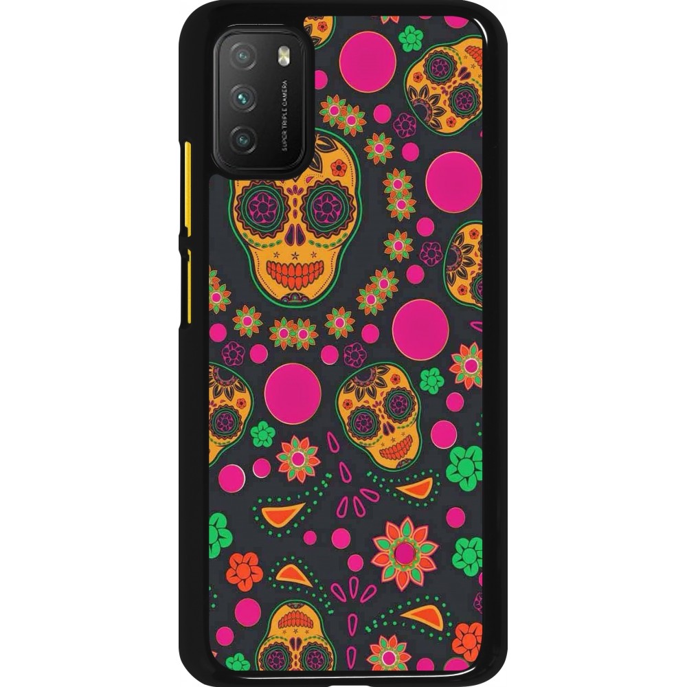 Coque Xiaomi Poco M3 - Halloween 22 colorful mexican skulls