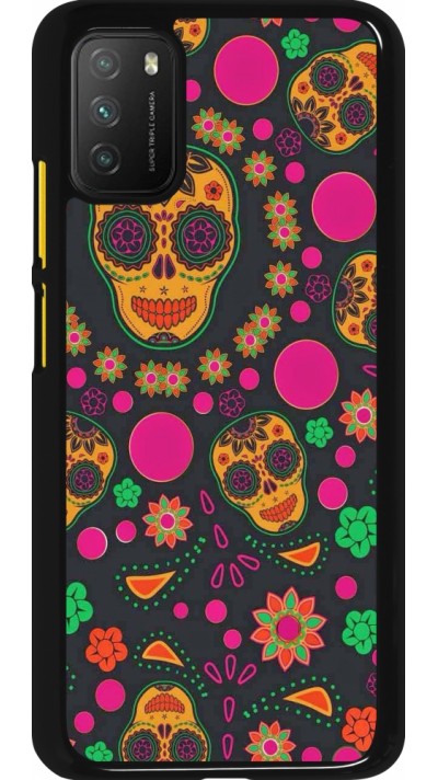 Coque Xiaomi Poco M3 - Halloween 22 colorful mexican skulls