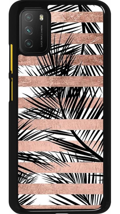 Xiaomi Poco M3 Case Hülle - Palm trees gold stripes