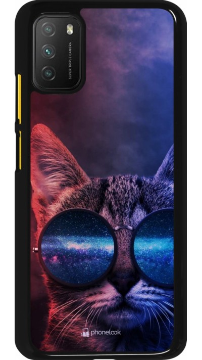 Xiaomi Poco M3 Case Hülle - Red Blue Cat Glasses