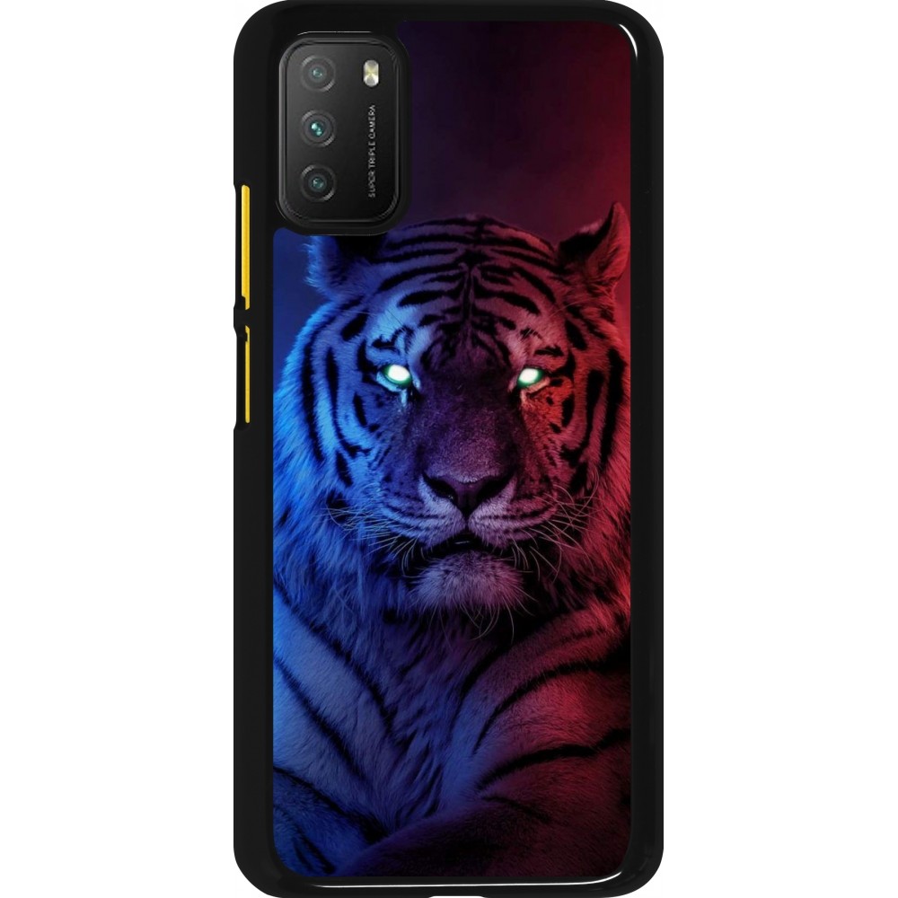 Coque Xiaomi Poco M3 - Tiger Blue Red