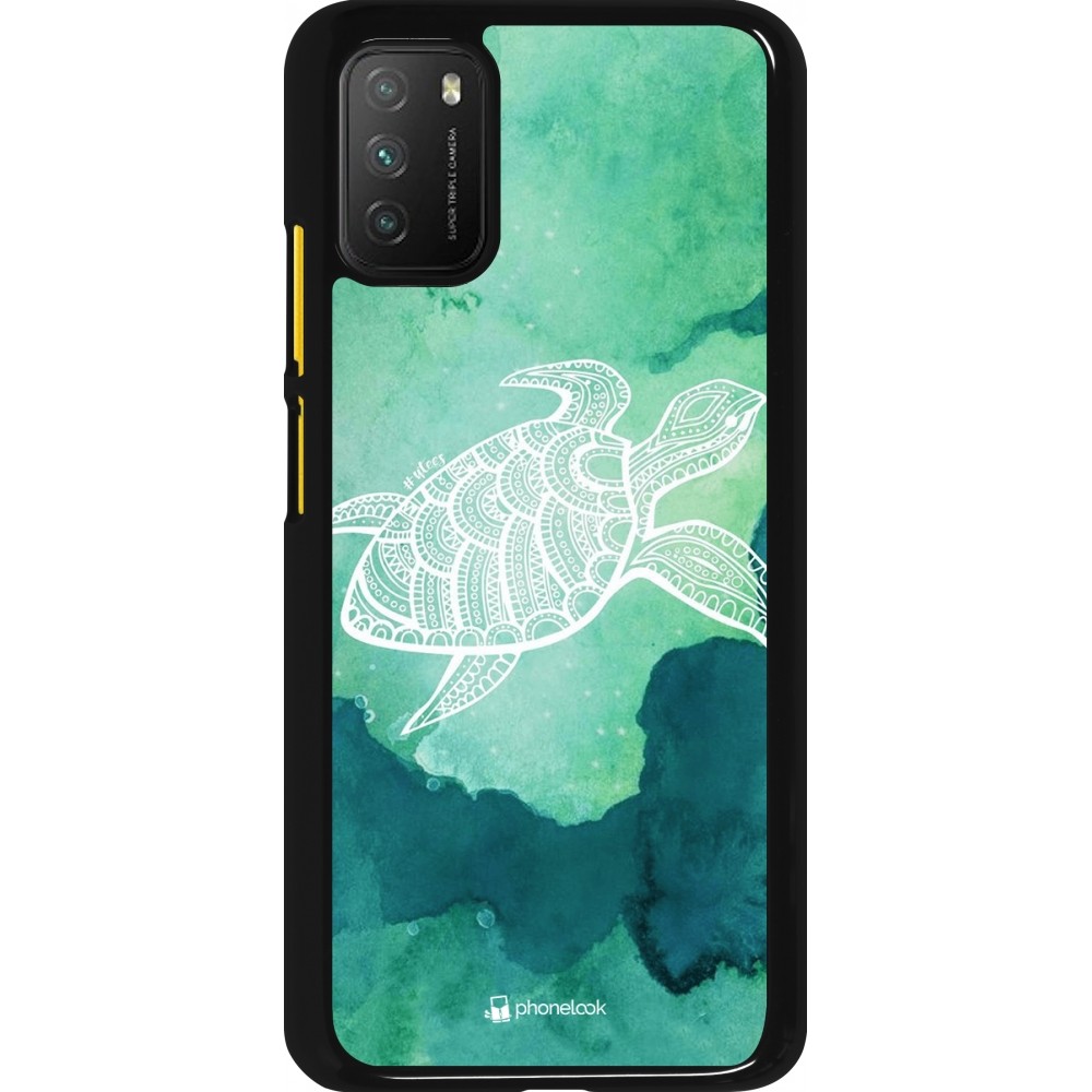 Coque Xiaomi Poco M3 - Turtle Aztec Watercolor
